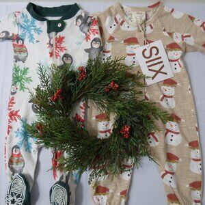 NWT SIIX & Burt's Bees Holiday Rompers, Size 0-3 Months